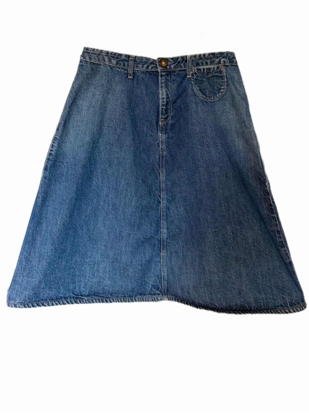 Vintage Gap 1969 Y2K Midi Length Cotton A-Line Denim Jean Skirt Sz 8 - Picture 8 of 14